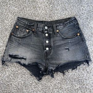Levi’s • Black Denim Shorts • Light Distress • Size 4